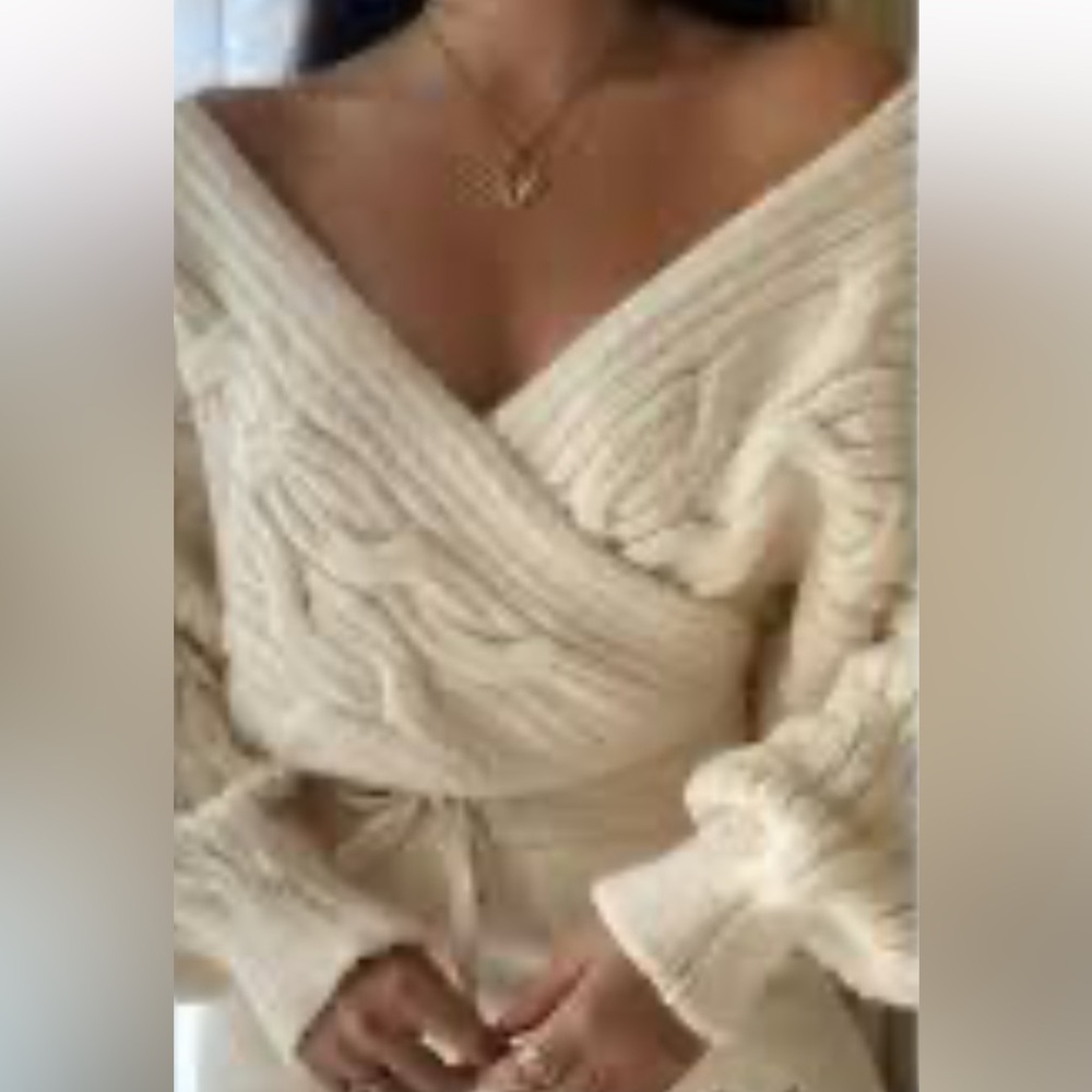 Zara wrap style thick cable knit Sweater